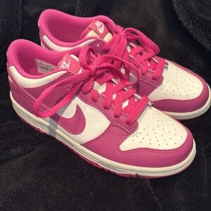 Nike Dunk Low BG in White and Active Fuchsia 5Y